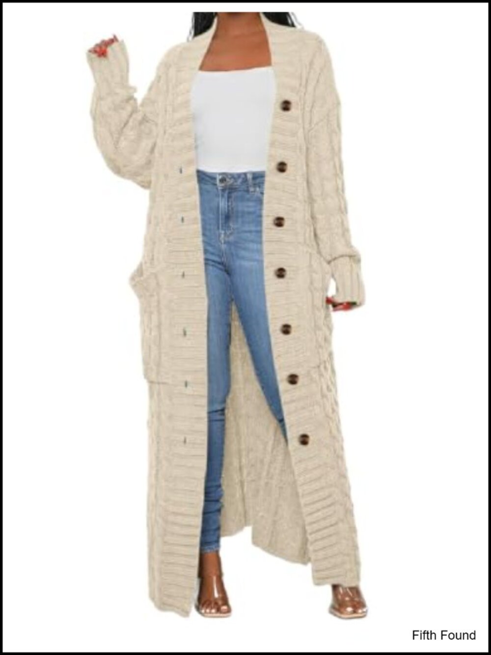 Cable Knit Chunky Long Maxi Cardigan Sweater with Pockets